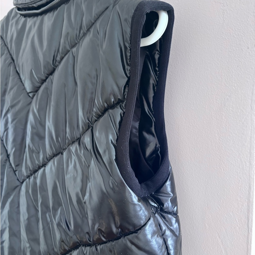 Erin Snow | Quilted Black Shiny Puffer Vest — image 5 of 7